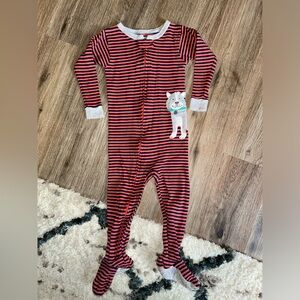 Carter's Red and Black Striped Footie with Dog Patch